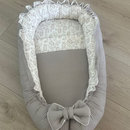 CUSTOM MADE babynestje LUXE Beige Leaves printje - Afbeelding 8