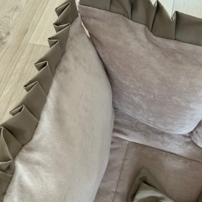 Beige velvet met taupe roezels, Boxset Lea, Boxkleed, Boxrand en/of Strikken - Afbeelding 3