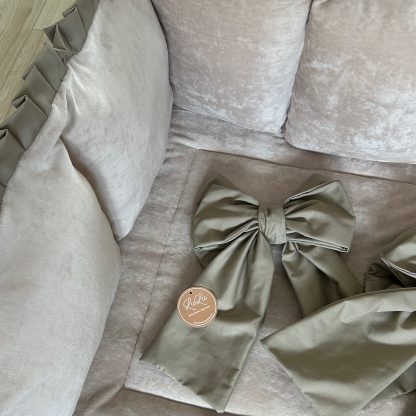 Beige velvet met taupe roezels, Boxset Lea, Boxkleed, Boxrand en/of Strikken - Afbeelding 4