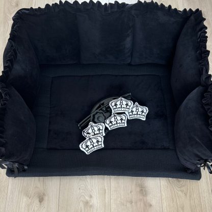KIES UW KLEUR boxset velvet en wafelstof Moos  - Boxkleed, Boxrand en Boxmobiel kroontjes