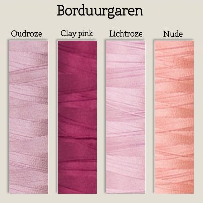 Borduurring mousseline beige monogram bloem - Afbeelding 3