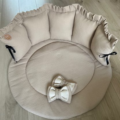 Boxset ronde beige taupe wafelstof