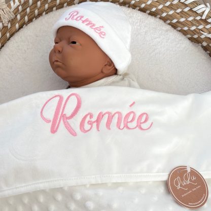Kadoset Romée Newborn babymutsje en dekentje minkydots