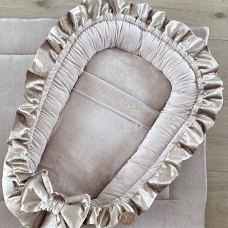 CUSTOM MADE babynestje Goud croco velvet en nicky velours beige MET CROCO ROEZEL
