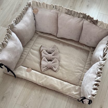 Boxset Kim goud croco velvet en beige Nicky velours