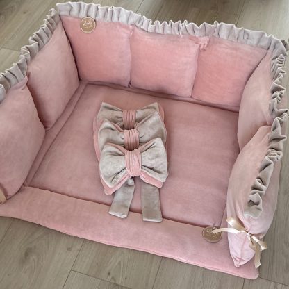STEL ZELF SAMEN boxset Velvet LENA nude roze en beige - Boxkleed, Boxrand en 3 strikken