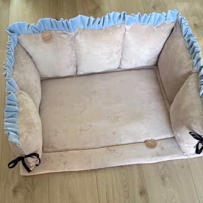 STEL ZELF SAMEN boxset Velvet DJAYVANI beige en blauwe roezel - Boxkleed, Boxrand
