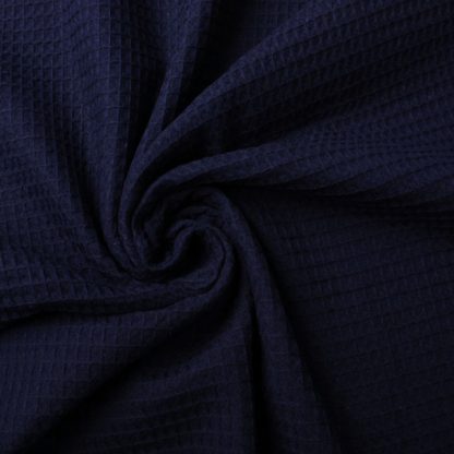 Wafelstof katoen DONKER BLAUW (marine)