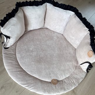 Boxset velvet BEIGE met ZWART ruffel - Boxkleed en Boxrand