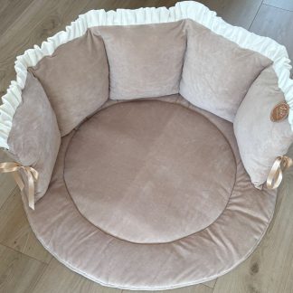 Boxset velvet BEIGE met CREME ruffel - Boxkleed en Boxrand