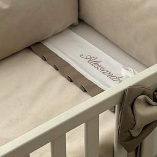 Ledikantdeken Holland Velvet met taupe roezels