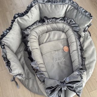 BOXAANKLEDING grijs Holland velvet met zilver antraciet satijn roezel BOXSET DANILO