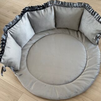 BOXAANKLEDING grijs Holland velvet met zilver antraciet satijn roezel BOXSET NILLO