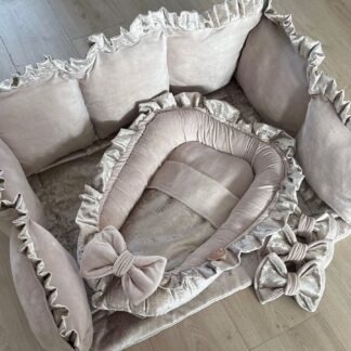 BOXAANKLEDING beige velvet en goud croco BOXSET BRIAN