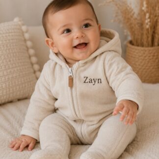 Fleece overall met capuchon Beige