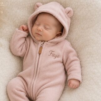 Fleece overall met capuchon Dusty pink